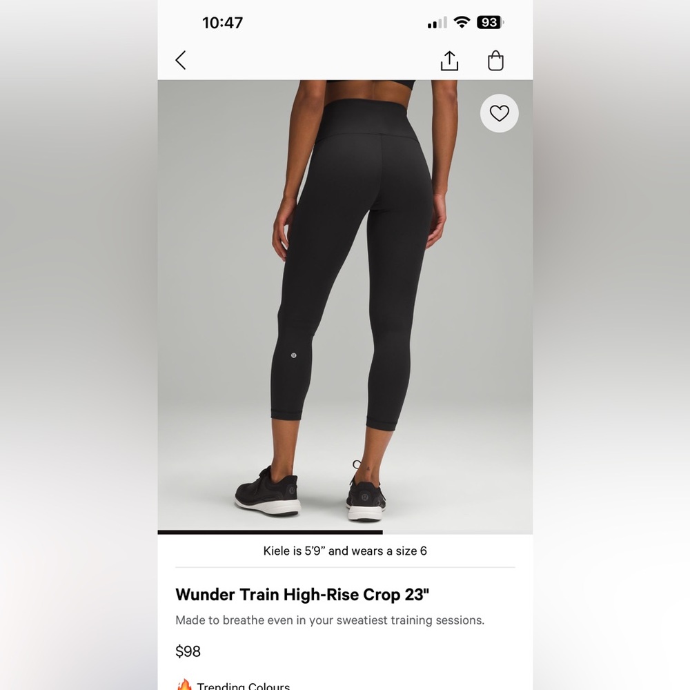 lululemon athletica Black Wunder Train High-Rise Crop 23" Leggings